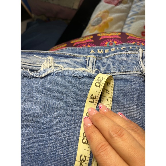 American Eagle Airflex Classic Bootcut Jeans Mens 34x30 Medium Wash Blue Raw Hem - Picture 7 of 7